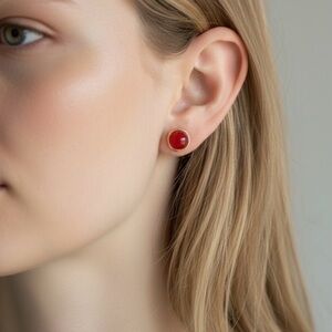 Elegant Red Stud Earrings